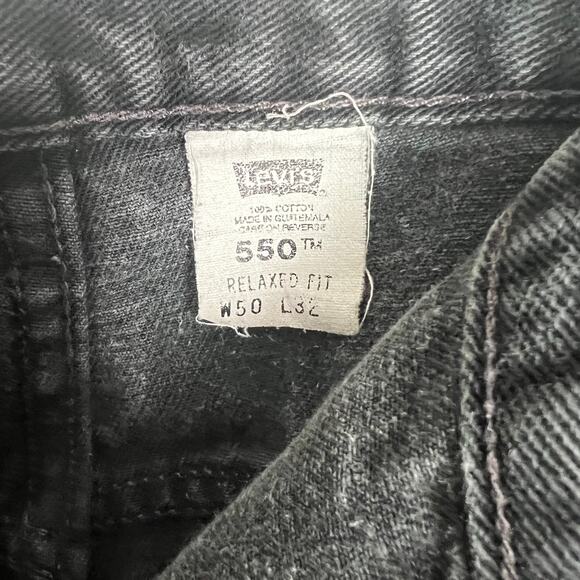 Levi's Mens 550 Jeans Size 50x32 Tag (25" Actual) Black Relaxed Fit Denim Pants - Picture 5 of 6